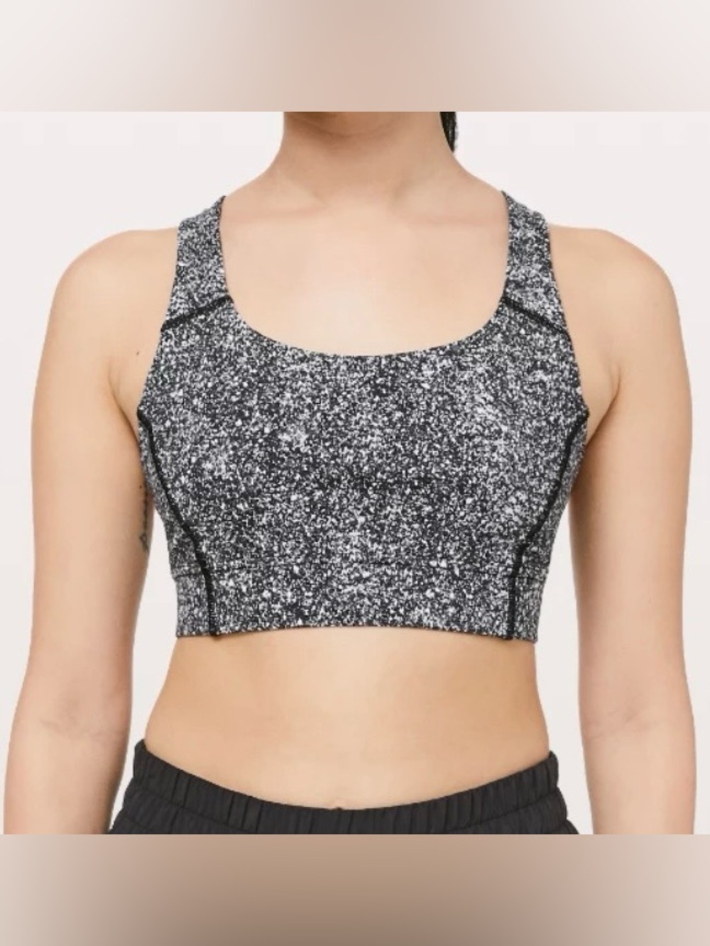 Lululemon Power Through Bra Diffuse Starlight Black Size 2